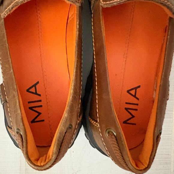 MIA Brown Leather Loafers Women’s Sz 7.5 Driving Moc Slip On Shoes Retro 90s - Picture 5 of 9